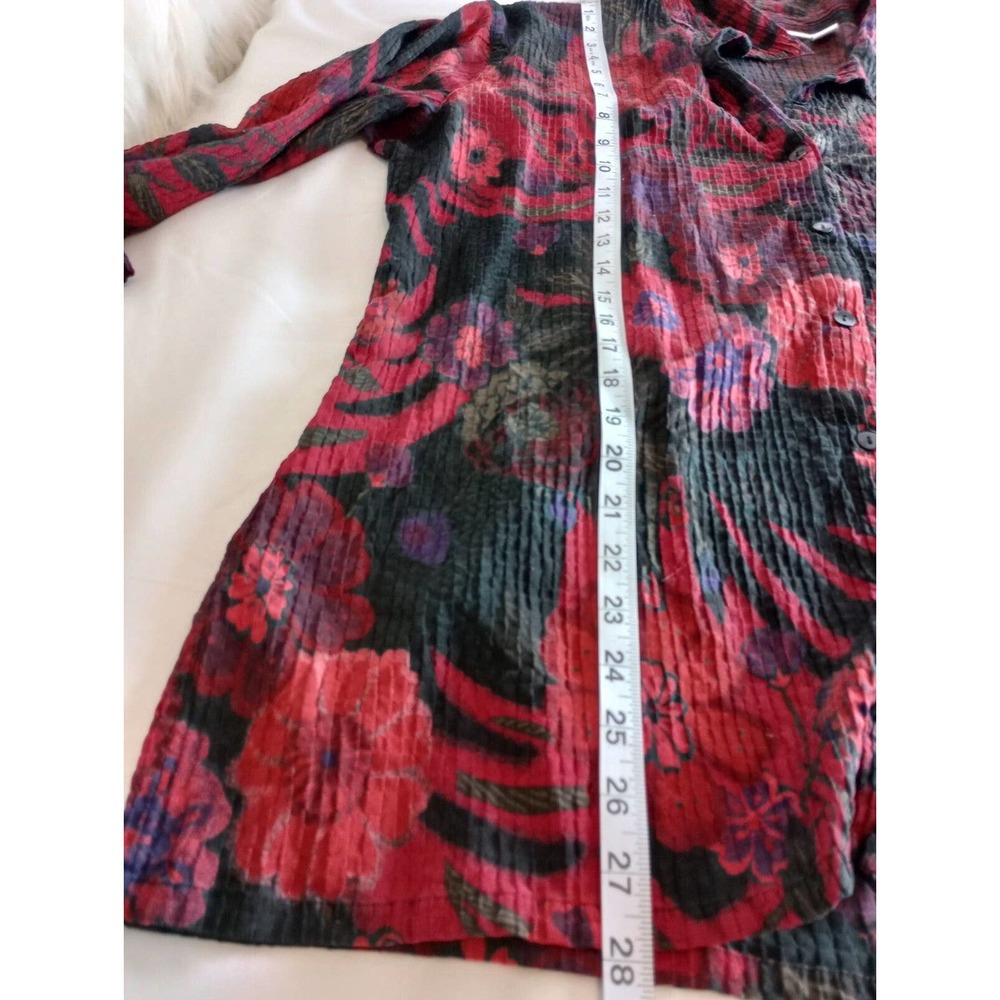 Chico’s design blouse Silk Size 3 XL Vtg Long Sleeves Buttoned 3/4 Sleeve Floral - Picture 8 of 10